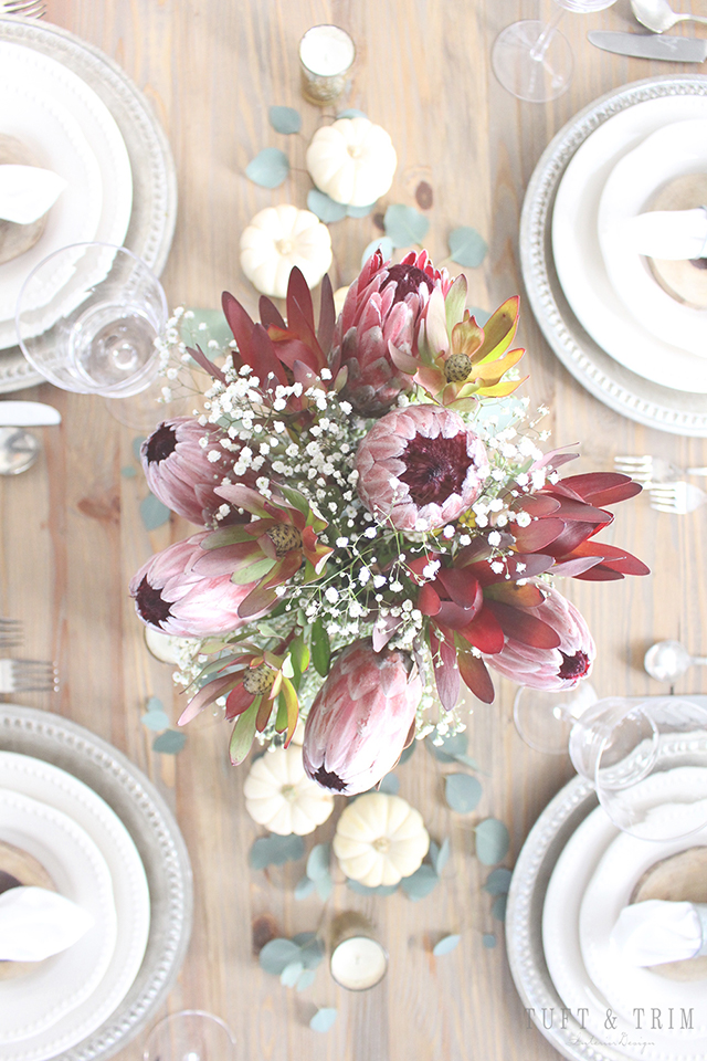 Elegant and Rustic Thanksgiving Centerpiece. Get the look at tuftandtrim.com