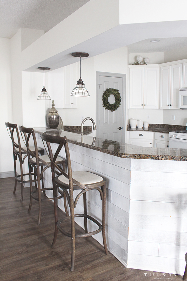 Angled Reclaimed Wood Bar Top