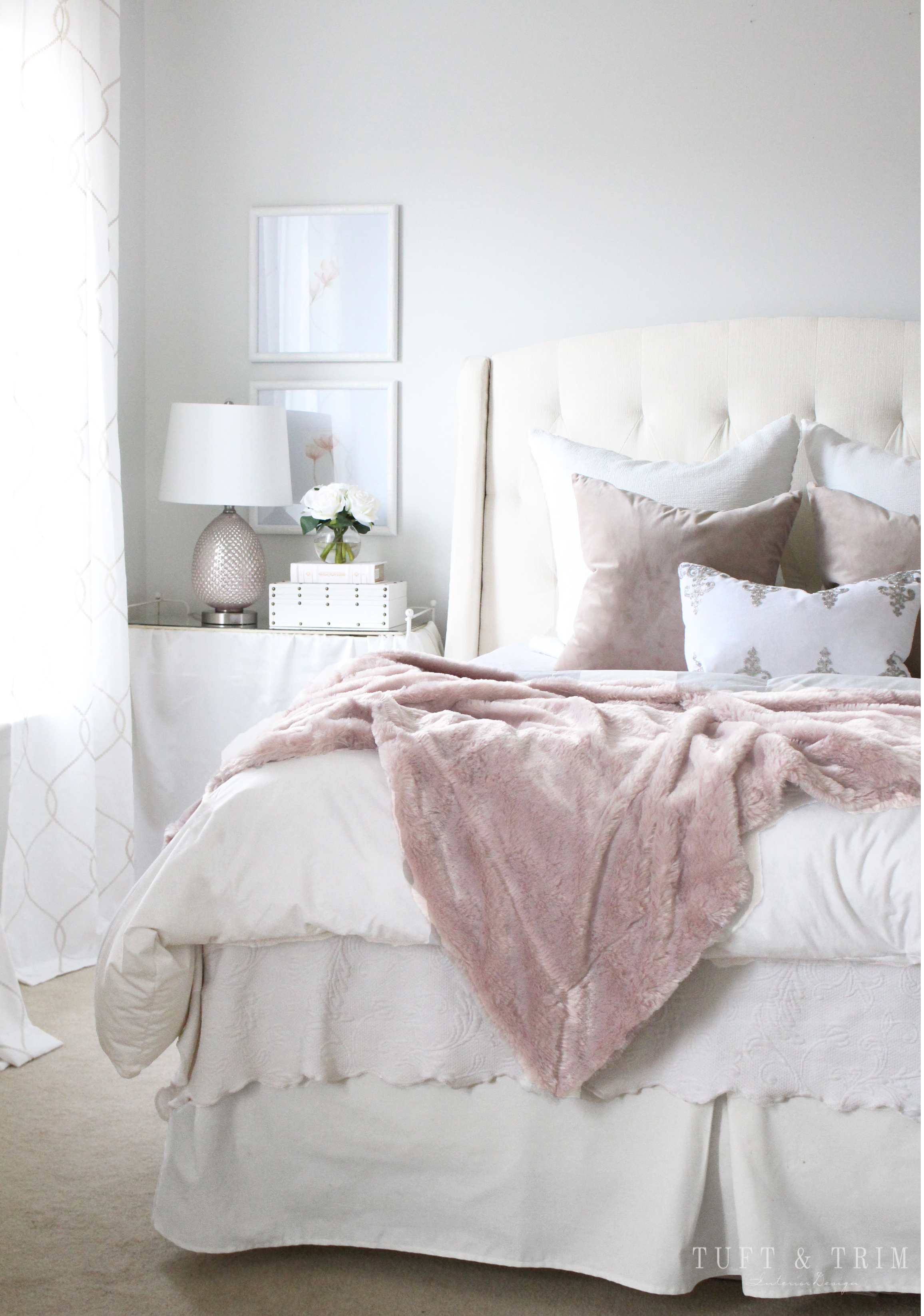 Elegantly Blush Room Design: The Reveal by Tuft & Trim Interior Design