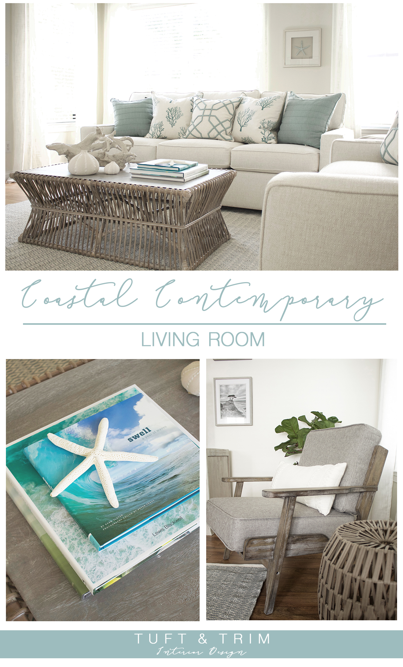 Coastal Contemporary Living Room Reveal