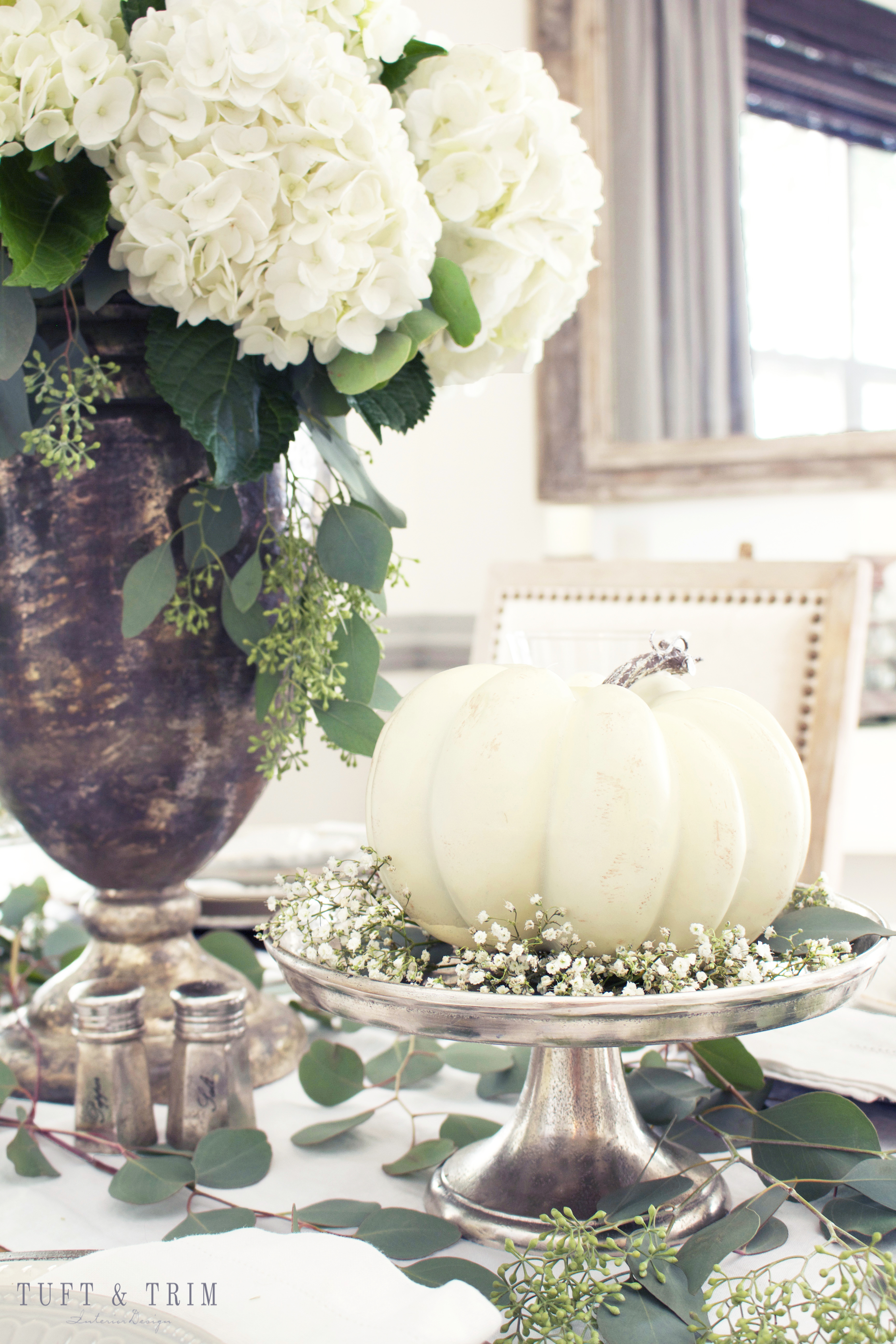 Neutral fall decor. Neutral Fall Tablescape. Elegant floral centerpiece. Rustic French Decor.