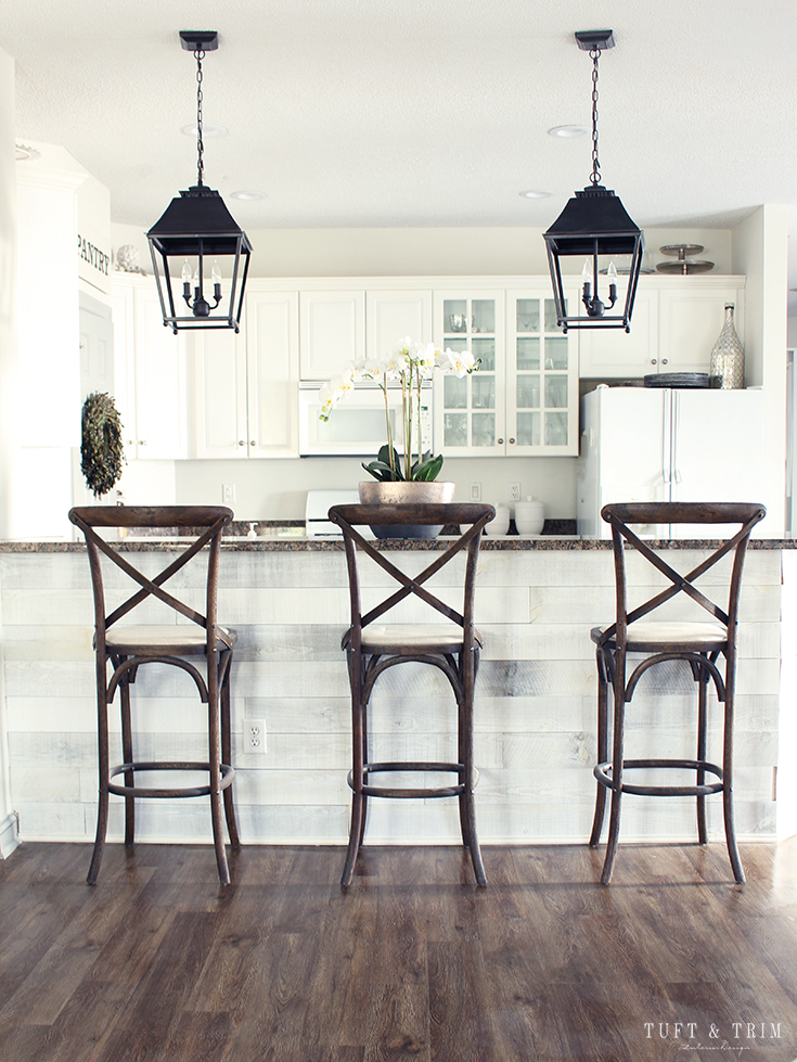 Our DIY Kitchen Lighting Update Reveal. Shop lighting, barstools, and more!