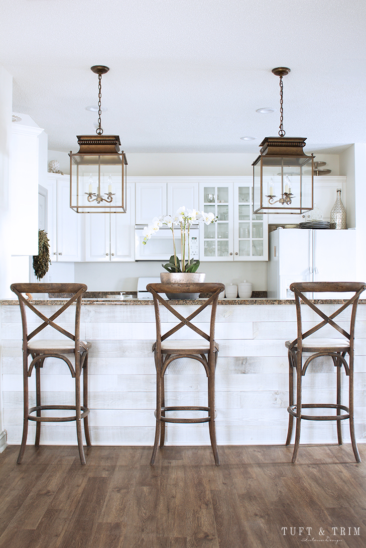 Kitchen Lighting Update Reveal. Farmhouse Style Kitchen with Lantern.