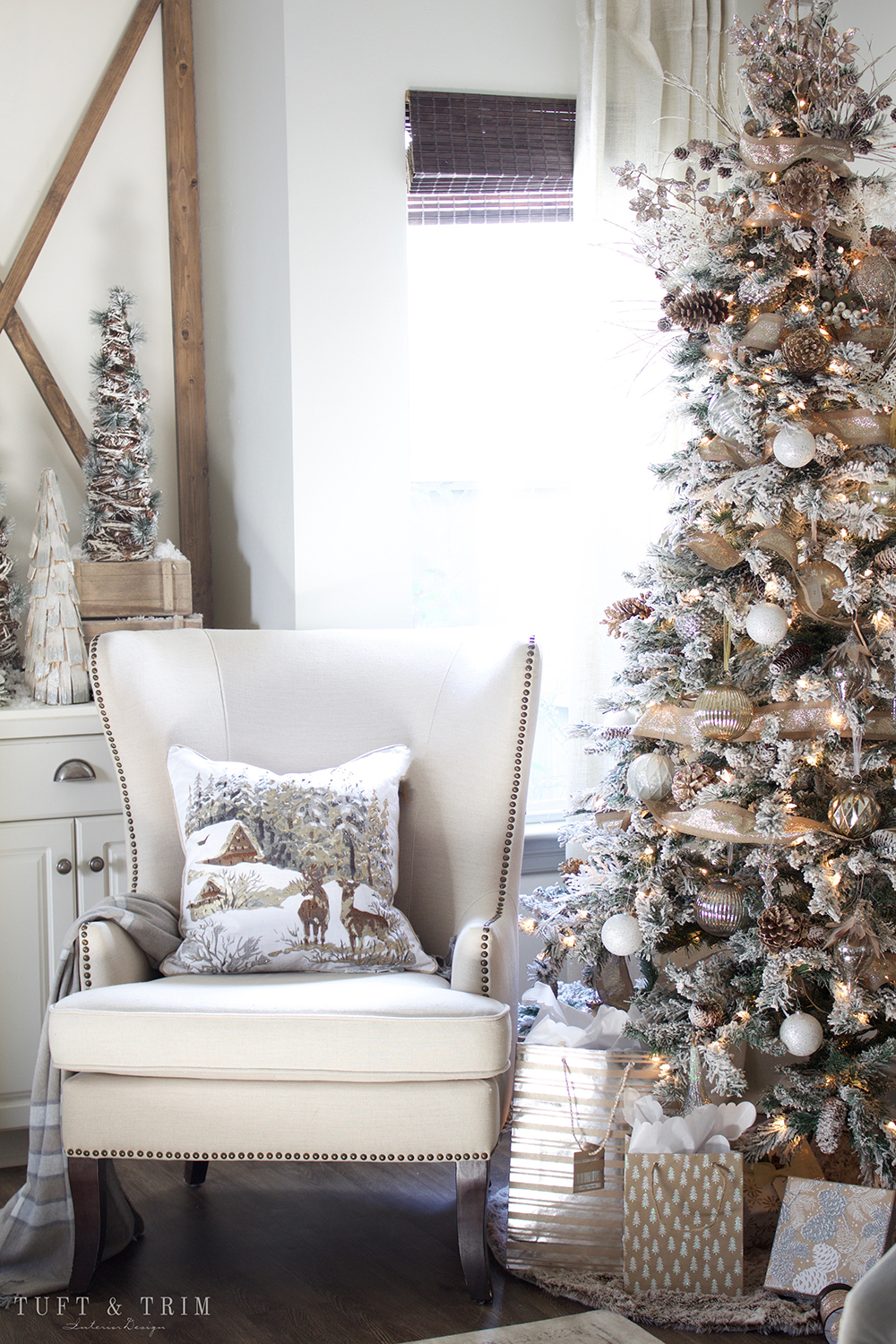 A Rustic Chic Christmas Decor Tour. French Farmhouse Holiday Decor.