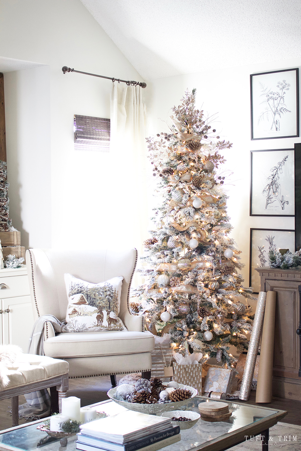 A Rustic Chic Christmas Decor Tour. French Farmhouse Holiday Decor.