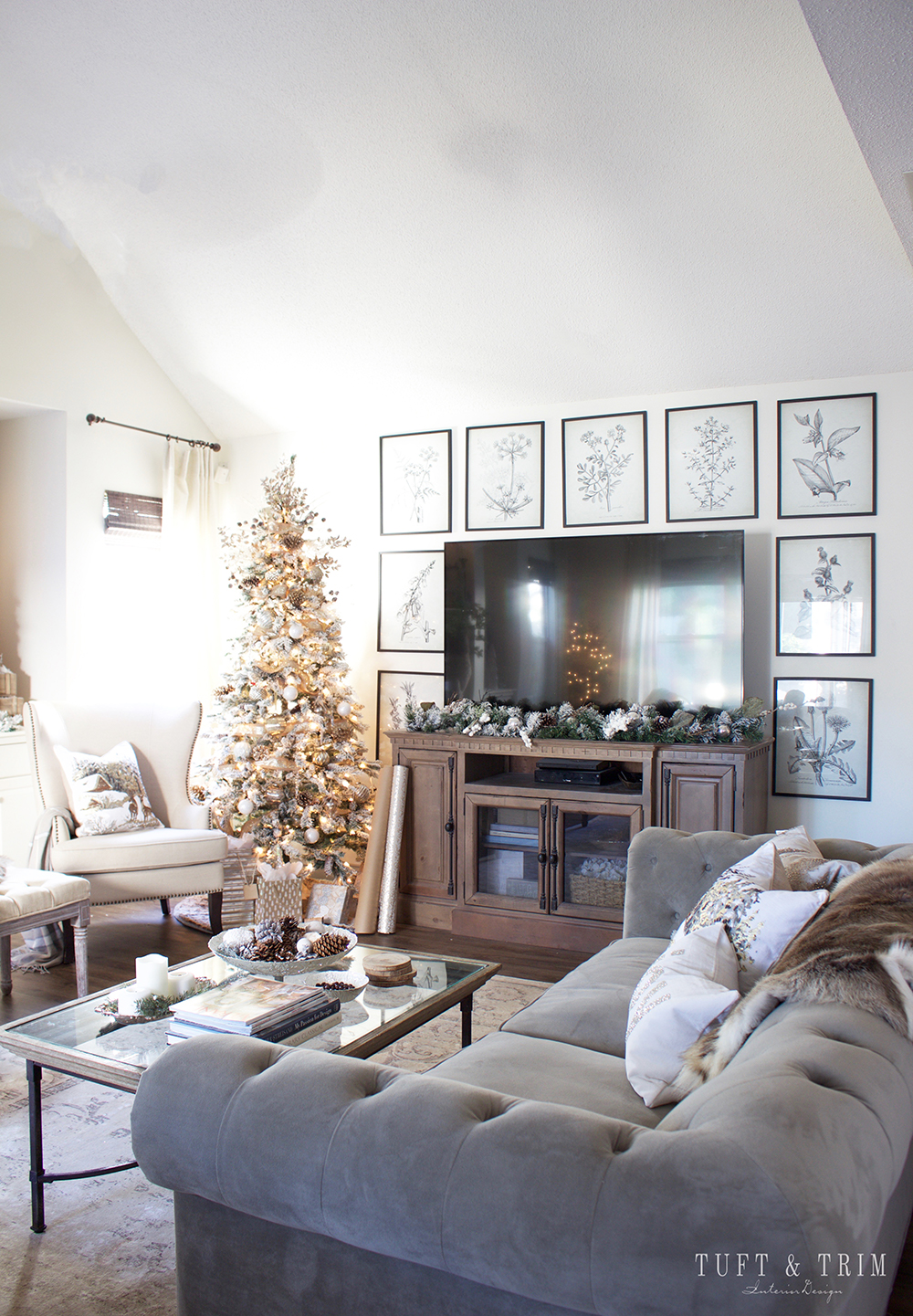 A Rustic Chic Christmas Decor Tour. French Farmhouse Holiday Decor.