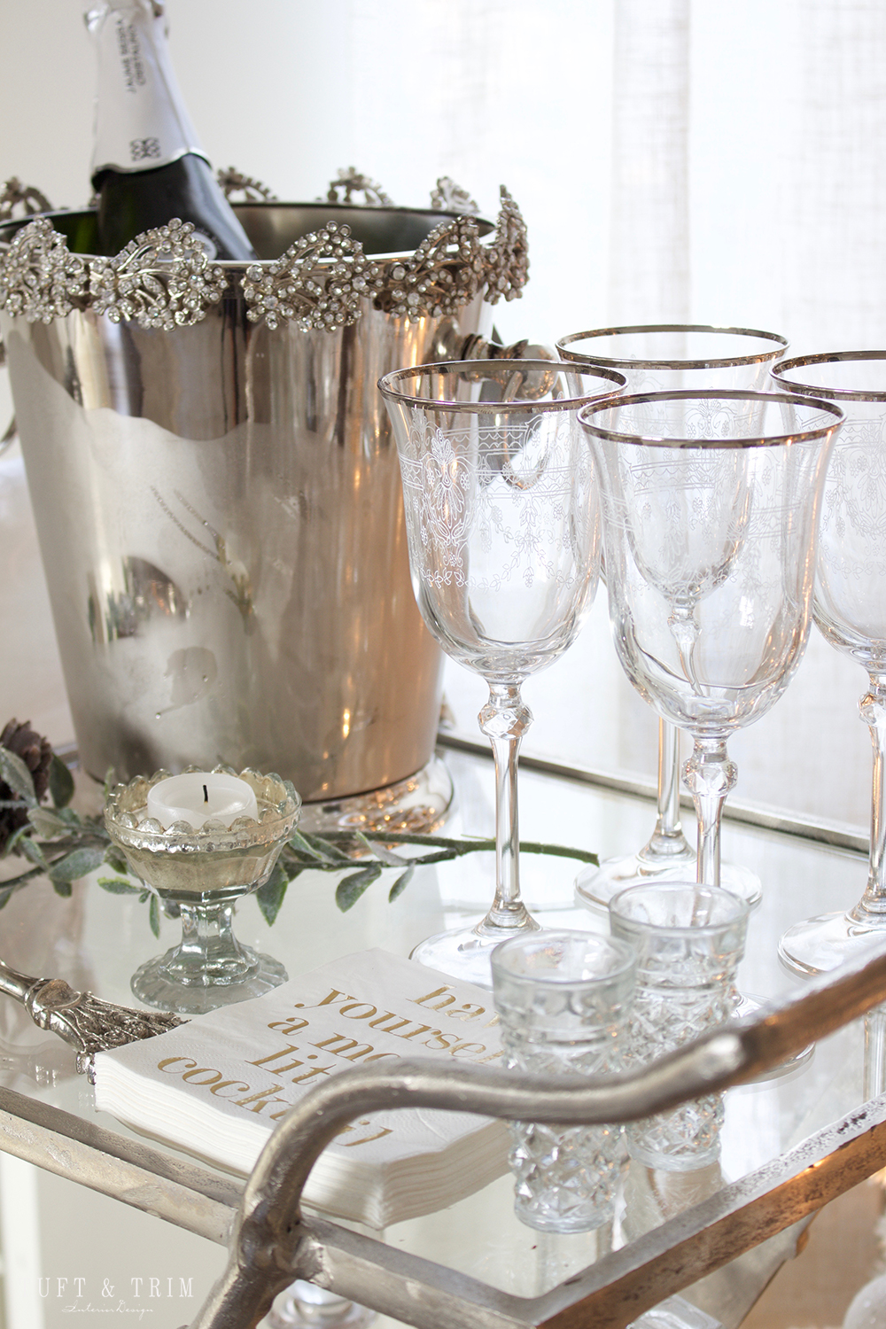 Tuft & Trim Interior Design. How to Style your Bar Cart for the Holidays