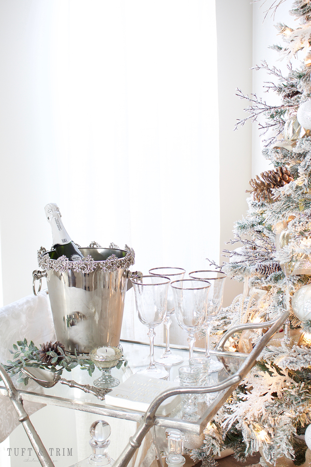 Tuft & Trim Interior Design. How to Style your Bar Cart for the Holidays