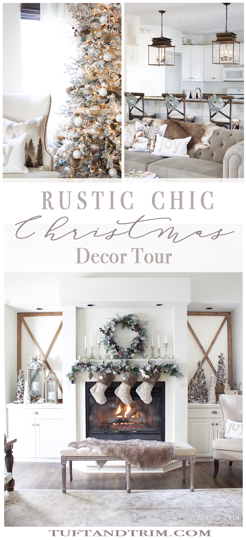 Rustic Chic Christmas Decor Tour. Cheerful Christmas Home Tour Series.