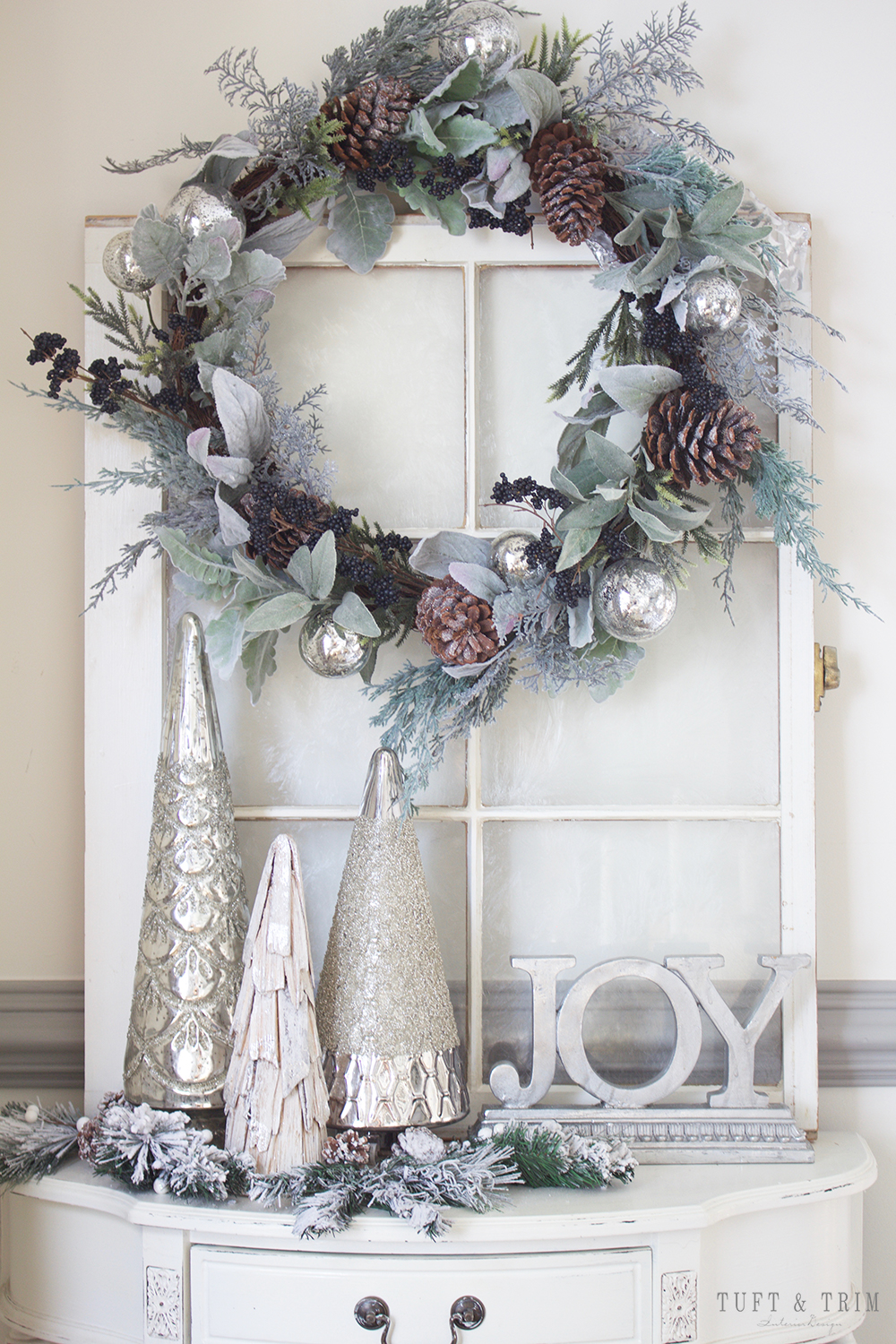 Elegant White Christmas Tablescape. Shop the look at Tuft & Trim