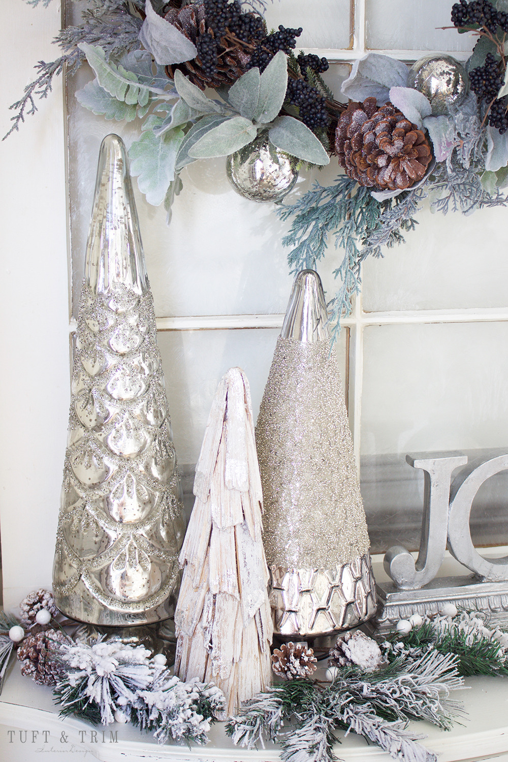 Elegant White Christmas Tablescape. Shop the look at Tuft & Trim