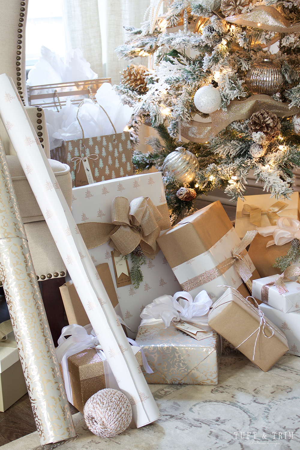 Green and Neutral Holiday Gift Wrap Inspiration