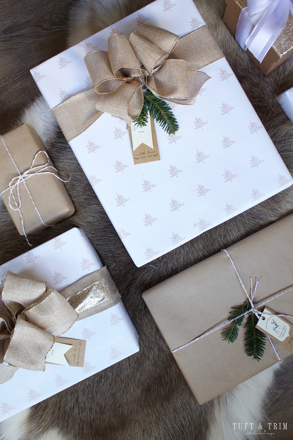 Champagne & Linen Christmas Gift Wrap - Tuft & Trim