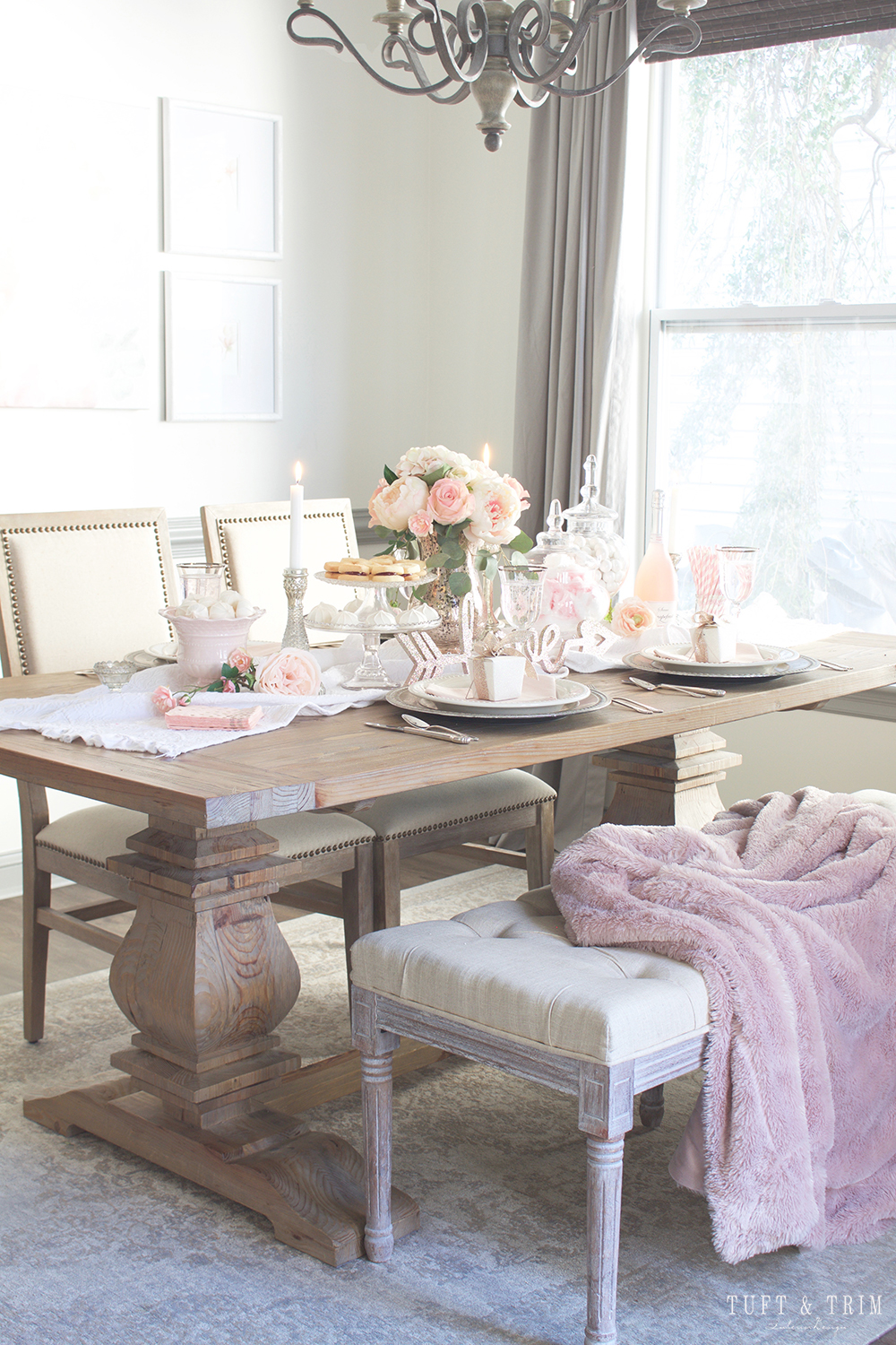 Pretty in Pink: Valentines Day Tablescape Tour with Tuft & Trim