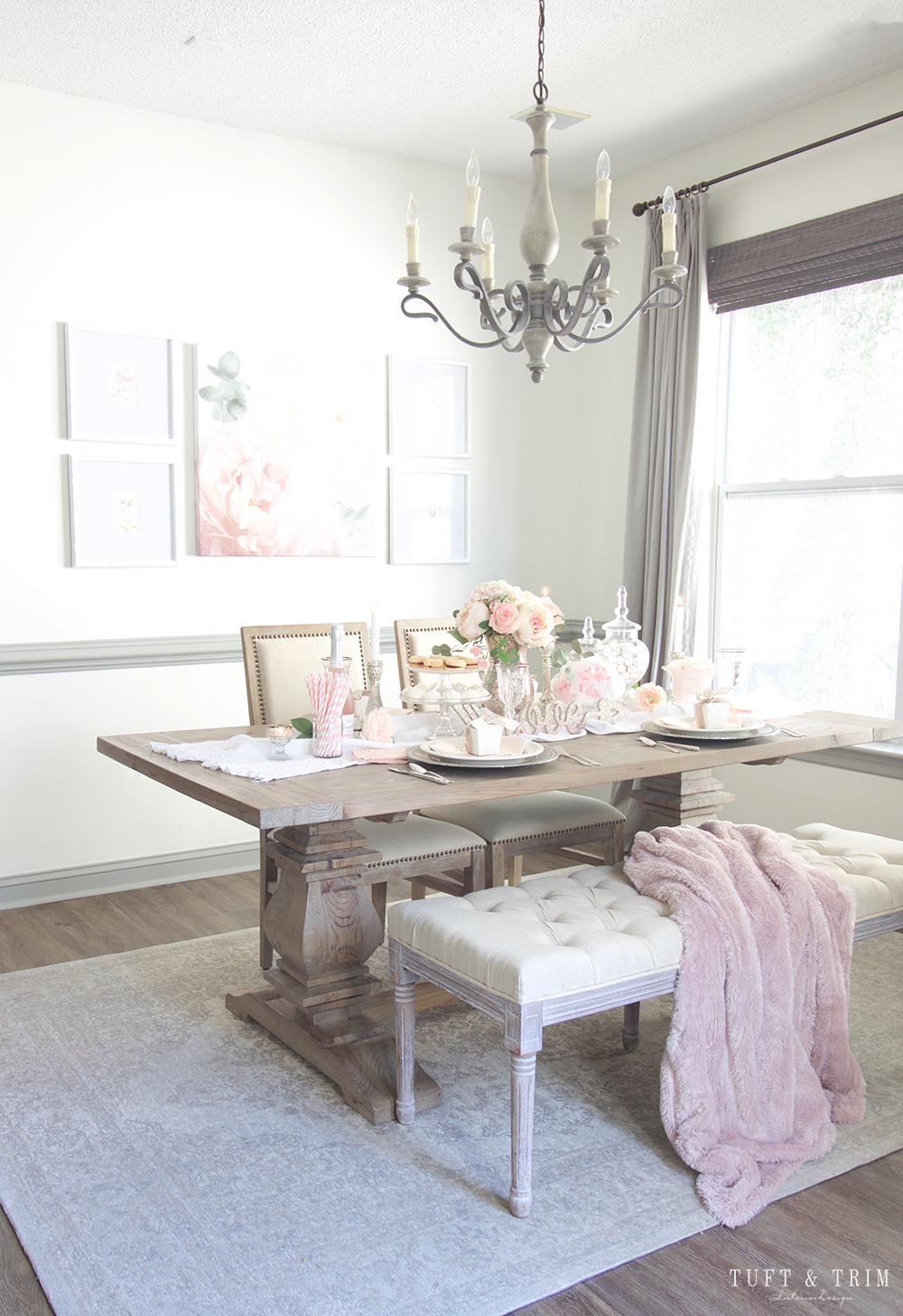 Pretty in Pink: Valentines Day Tablescape Tour with Tuft & Trim