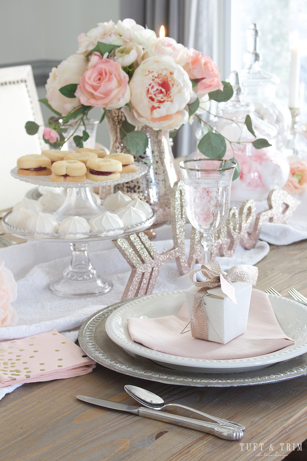 Pretty in Pink: Valentines Day Tablescape Tour with Tuft & Trim