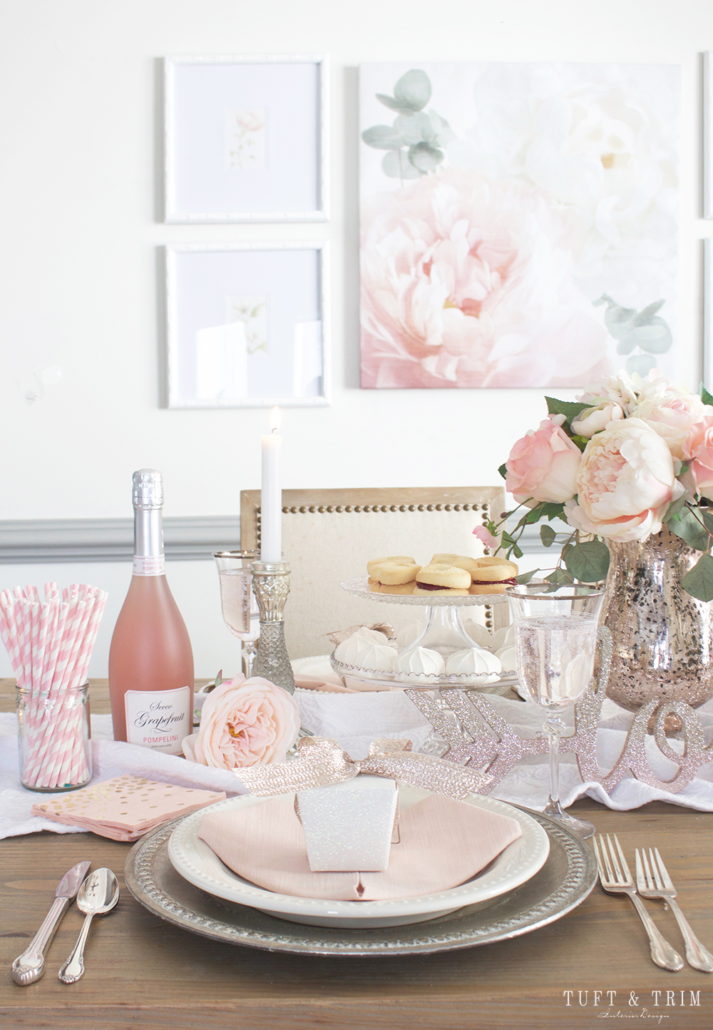 Pretty in Pink: Valentines Day Tablescape Tour with Tuft & Trim