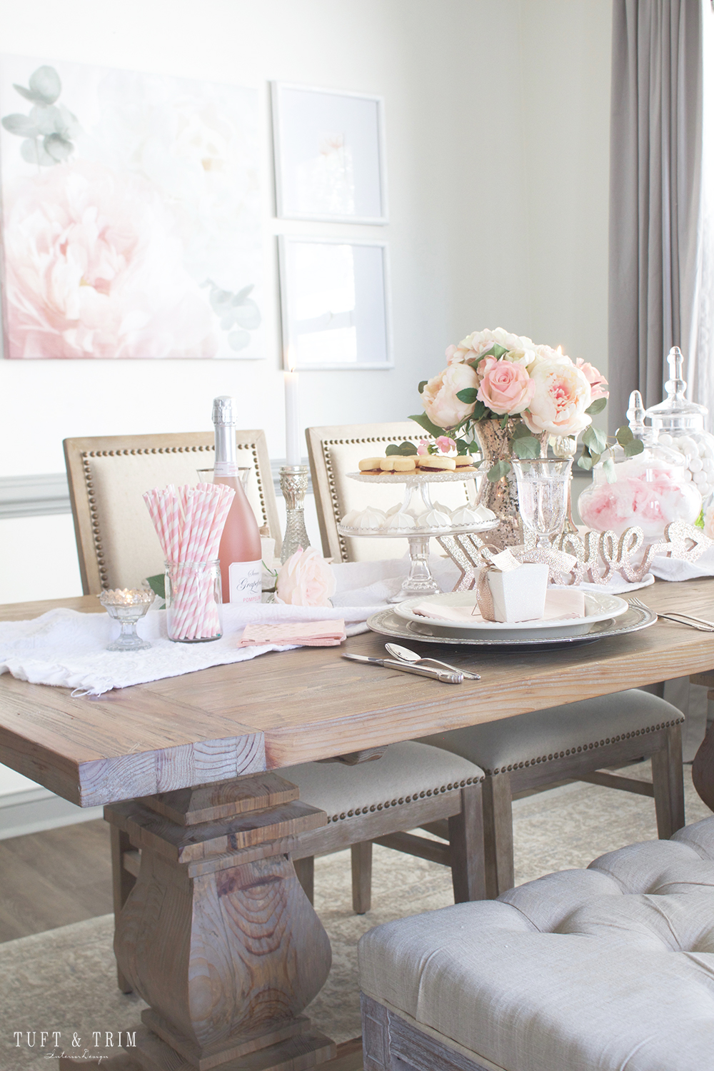 Pretty in Pink: Valentines Day Tablescape Tour with Tuft & Trim