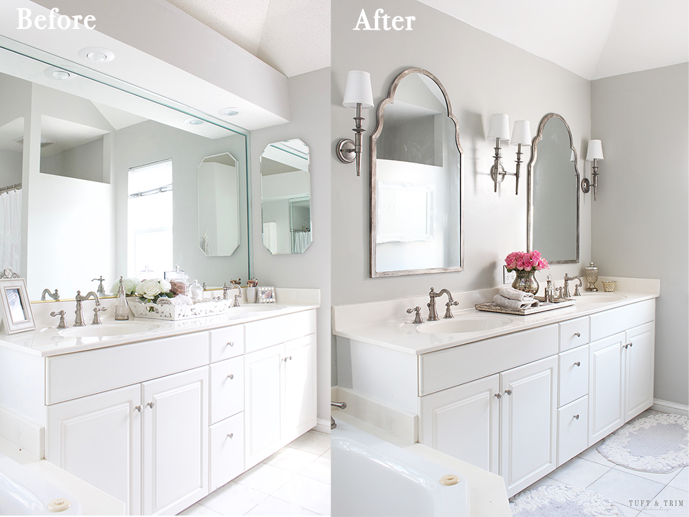Master Bathroom DIY Before and After. Visit tuftandtrim.com for more pictures and details!