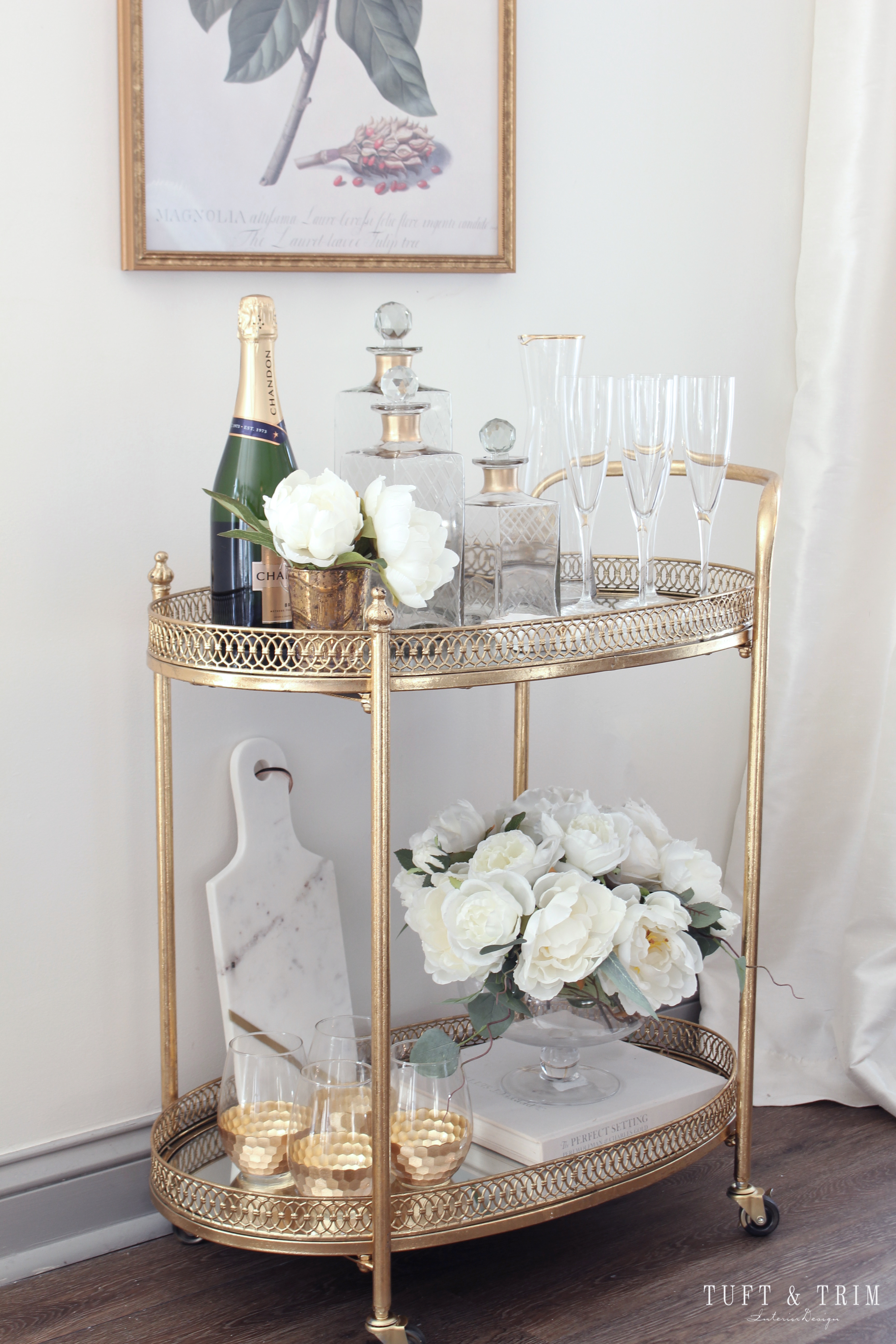 Bar Cart Styling Tips and Ideas with Tuft & Trim Interior Design