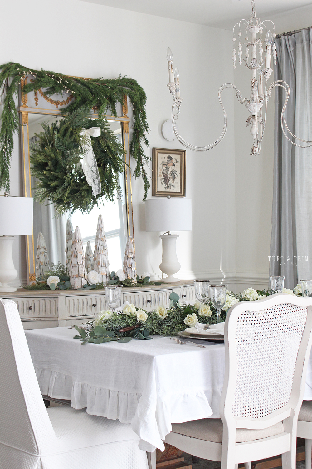 Classic & Elegant White Christmas Tablescape with Tuft & Trim Interior Design