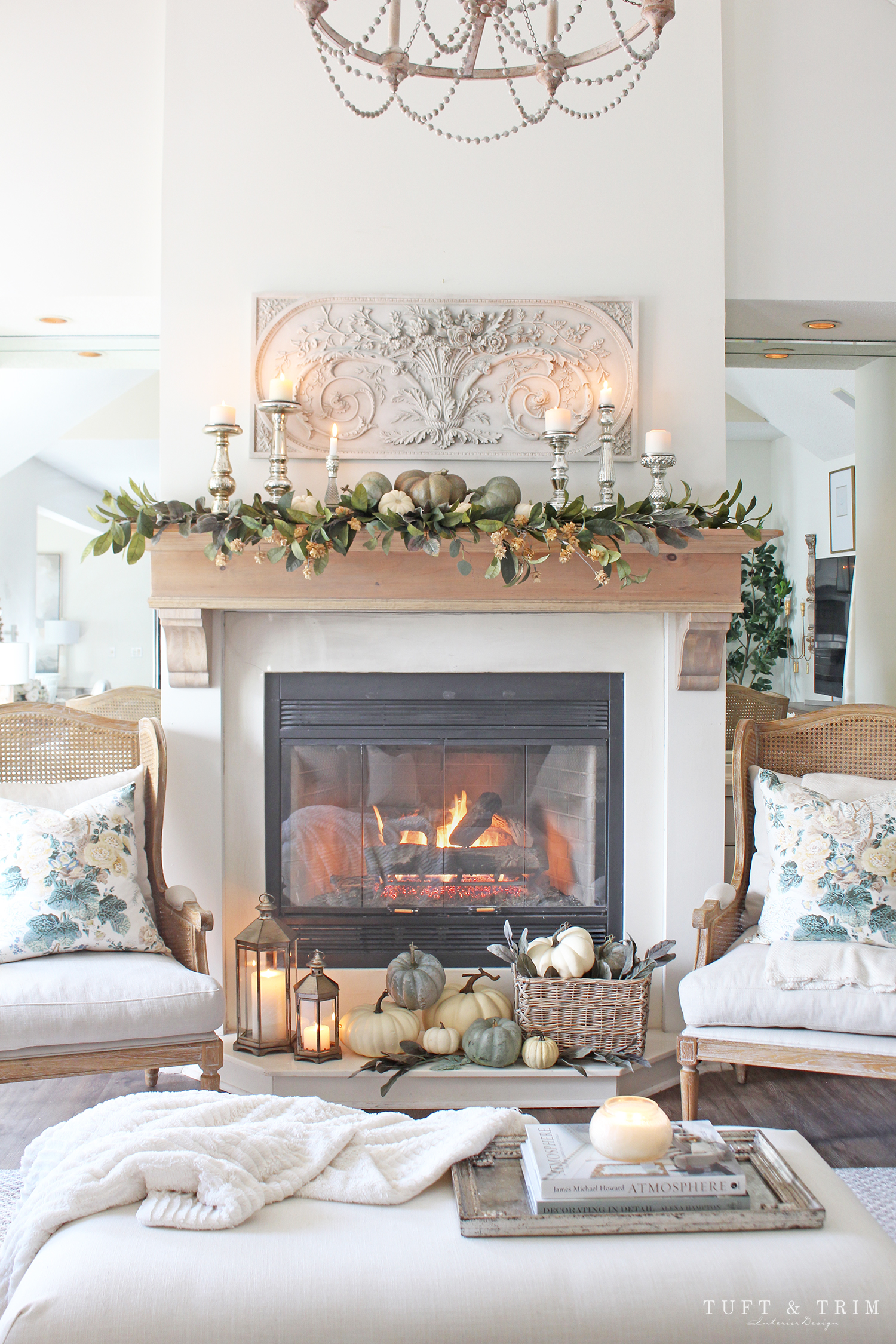 Easy Decorating Tips for an Elegant Fall Mantel with Tuft & Trim Interior Design