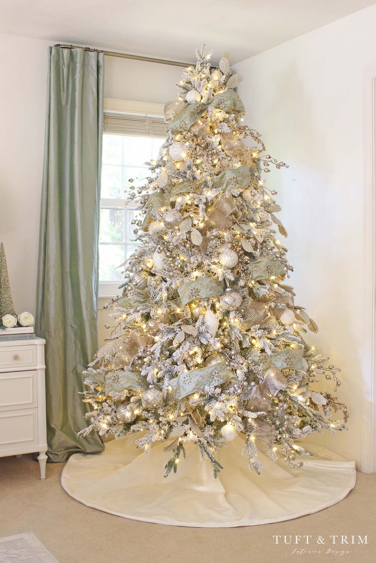 Frosted White Christmas Bedroom by Tuft & Trim Interior Design