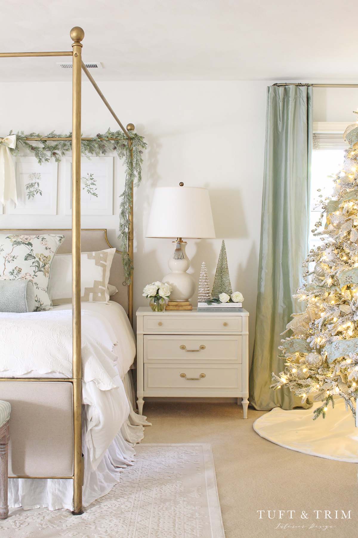 Frosted White Christmas Bedroom by Tuft & Trim Interior Design