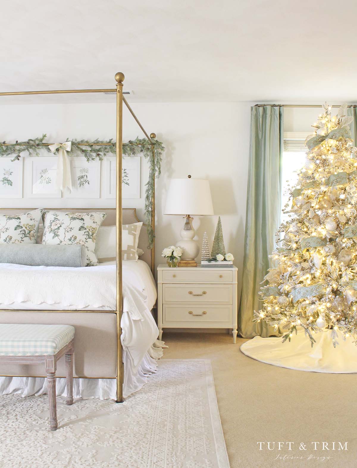 Frosted White Christmas Bedroom by Tuft & Trim Interior Design