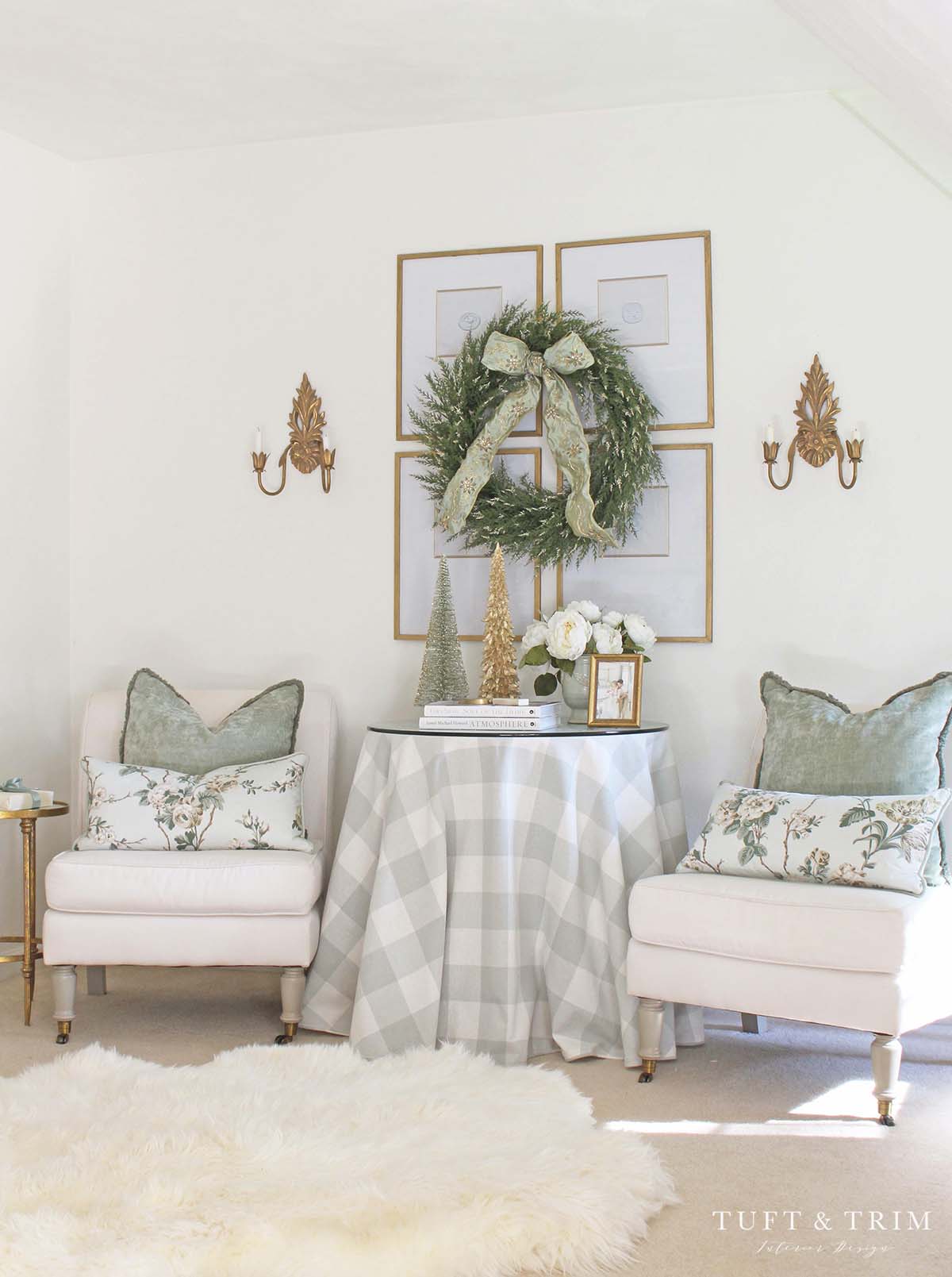 Frosted White Christmas Bedroom by Tuft & Trim Interior Design