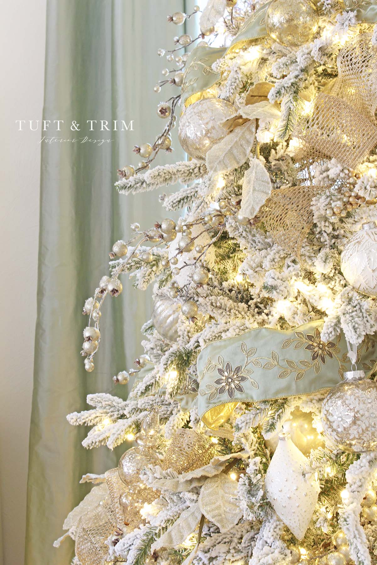 Frosted White Christmas Bedroom by Tuft & Trim Interior Design