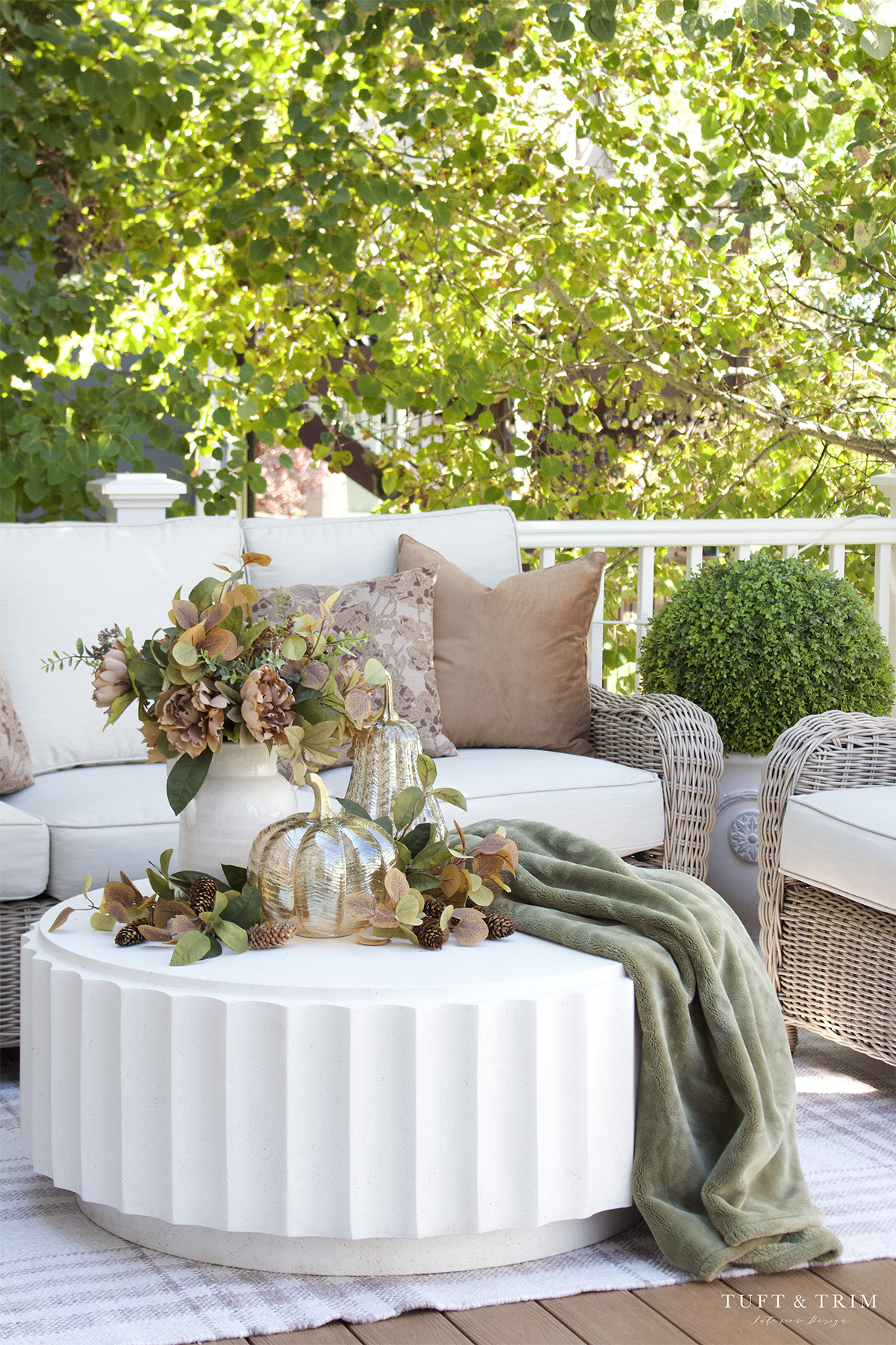 Cozy Fall Outdoor Decorating with Tuft & Trim Interiors