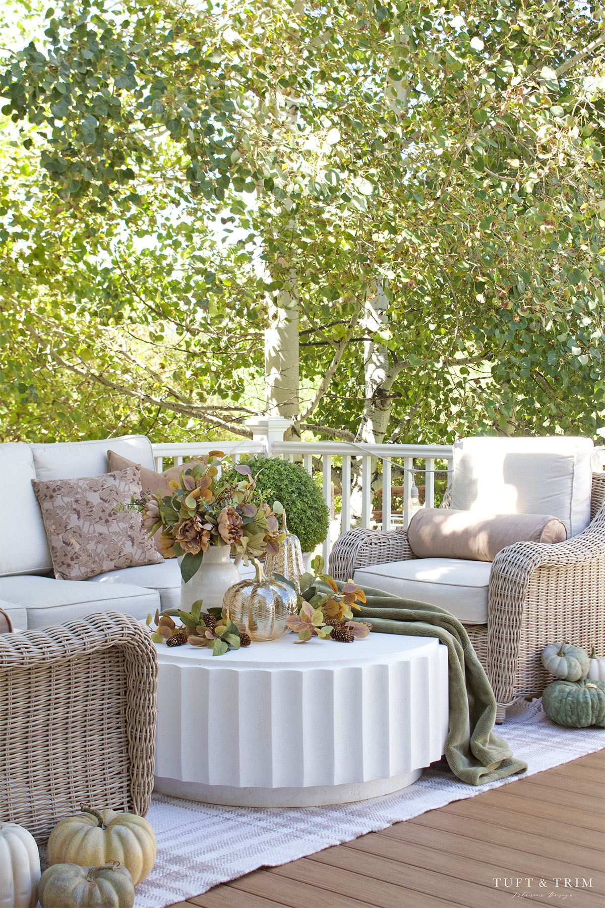 Cozy Fall Outdoor Decorating with Tuft & Trim Interiors