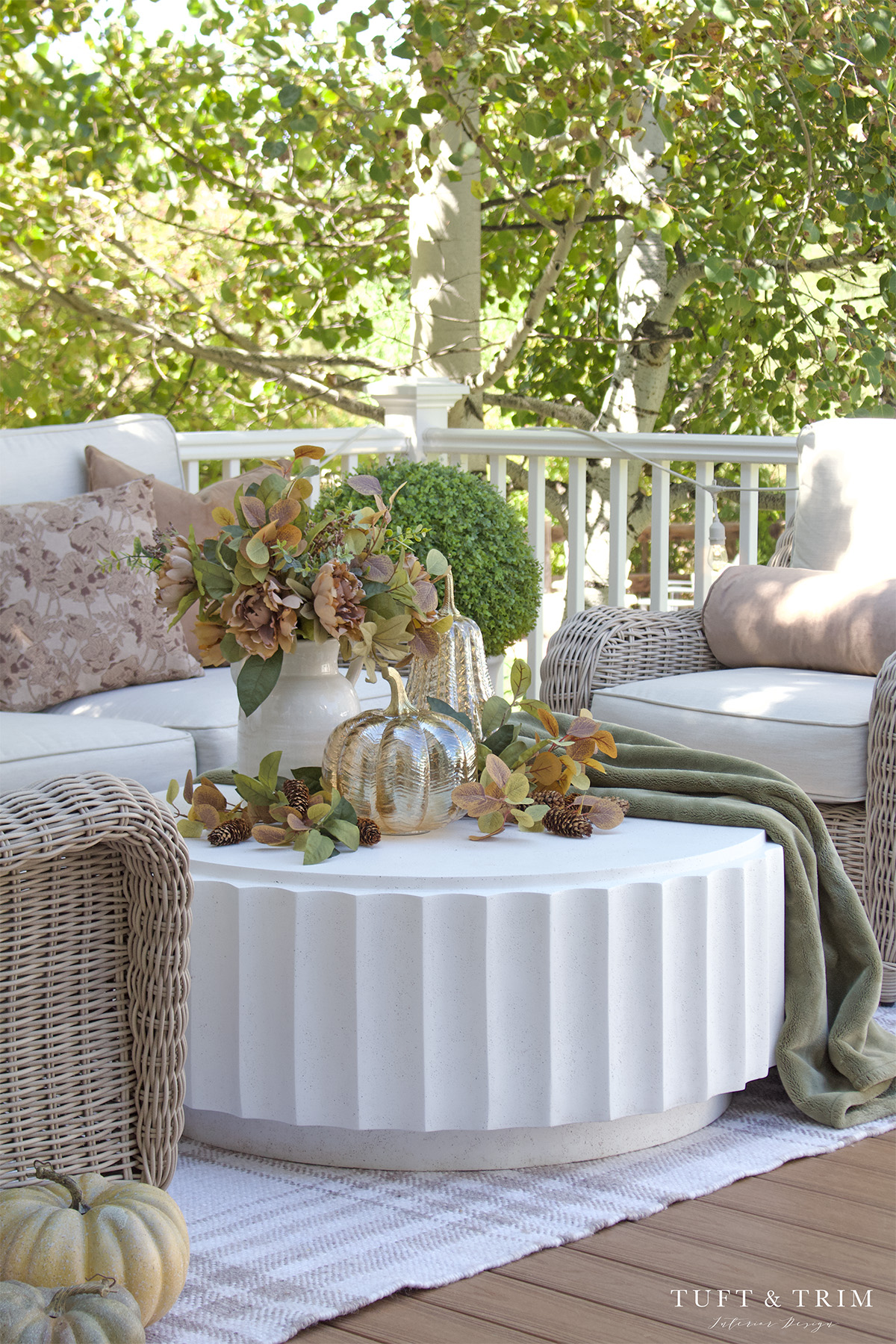 Cozy Fall Outdoor Decorating with Tuft & Trim Interiors