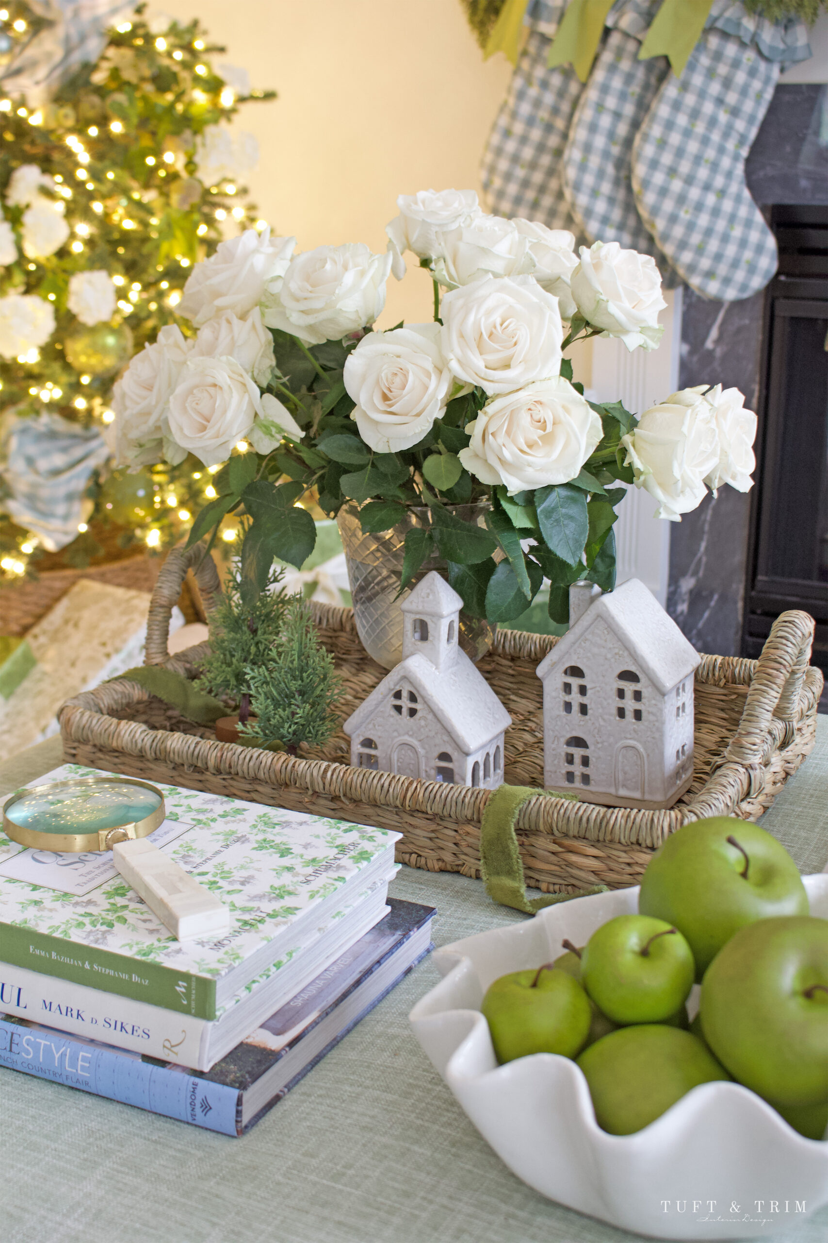 Elegant Blue & Green Christmas with Tuft & Trim Interior Design