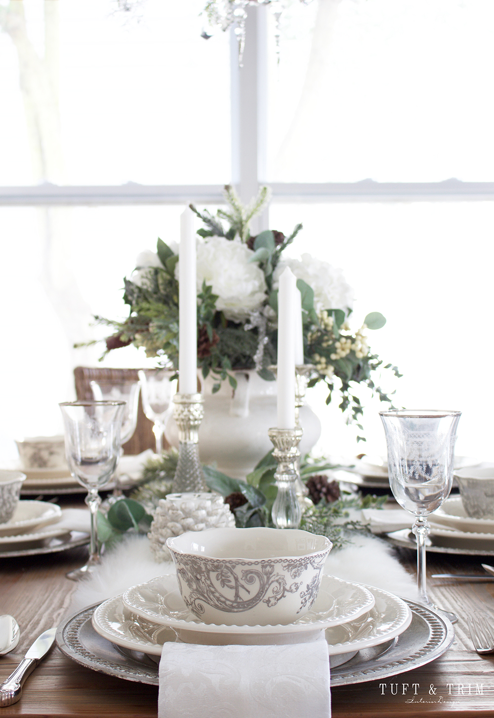 Holiday Tour Part 2: An Elegant White Christmas Tablescape - Tuft & Trim