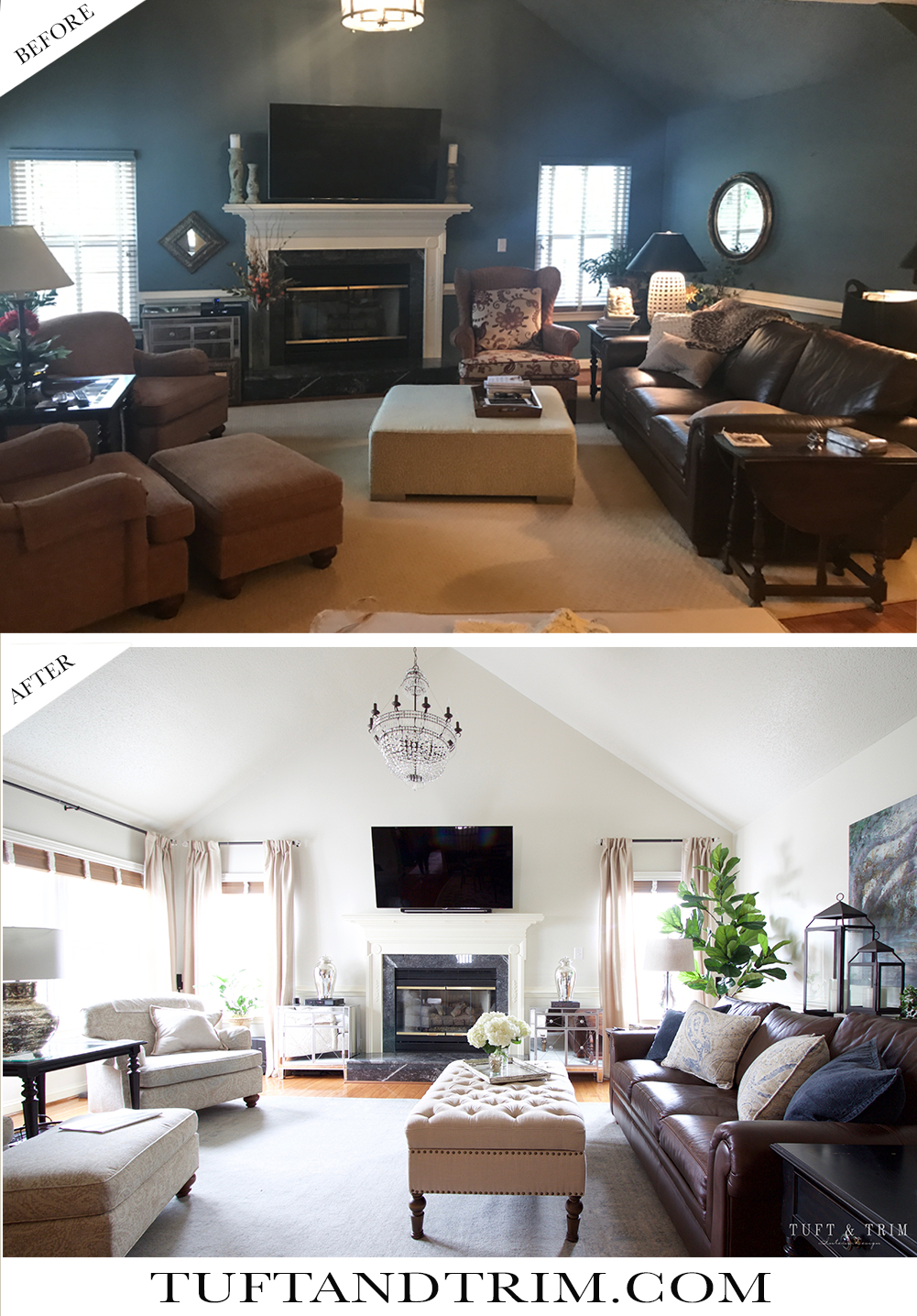Before And After A Living Room Transformation Tuft And Trim