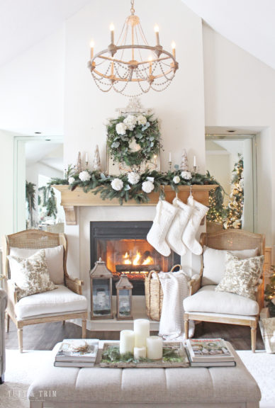 Christmas Mantel with Flowers & Mixed Greenery - Tuft & Trim