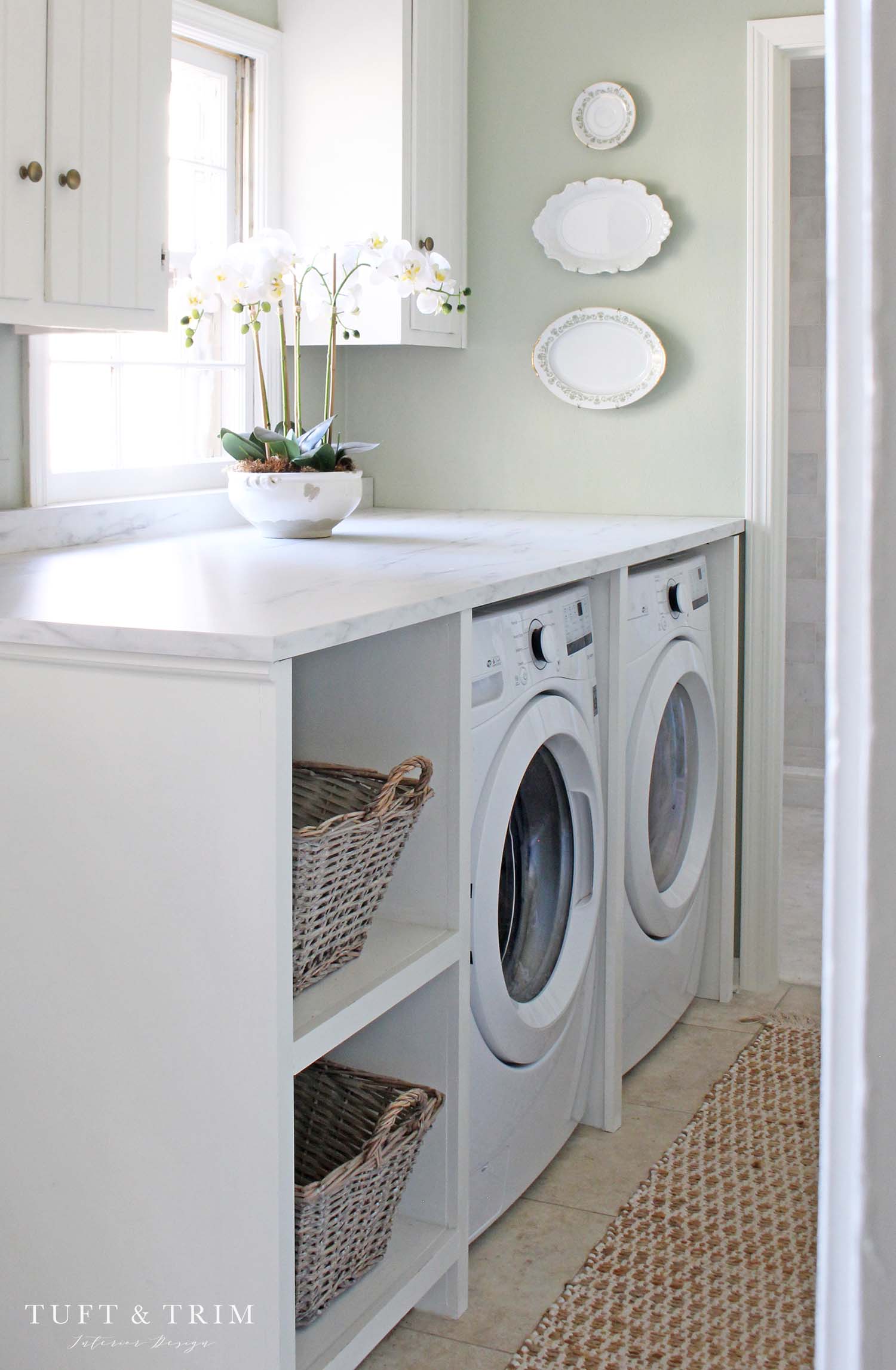 Laundry Room Makeover with Folding Counter DIY - Tuft & Trim