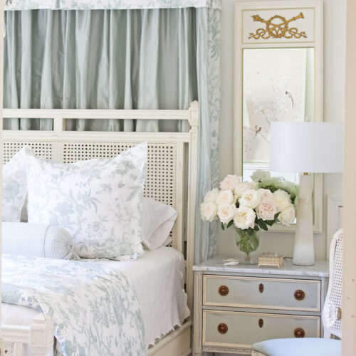 Romantic Bedroom with DIY Half Tester Canopy