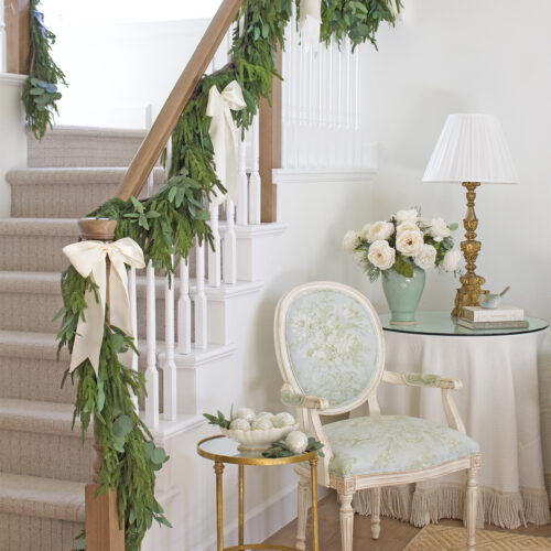 Holiday Staircase with Real Touch Faux Garland