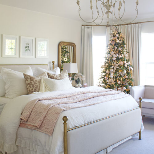 Cozy Blush Holiday Bedroom